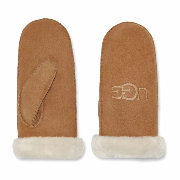 UGG Shearling Embroidery Fäustlinge Damen Braun 3